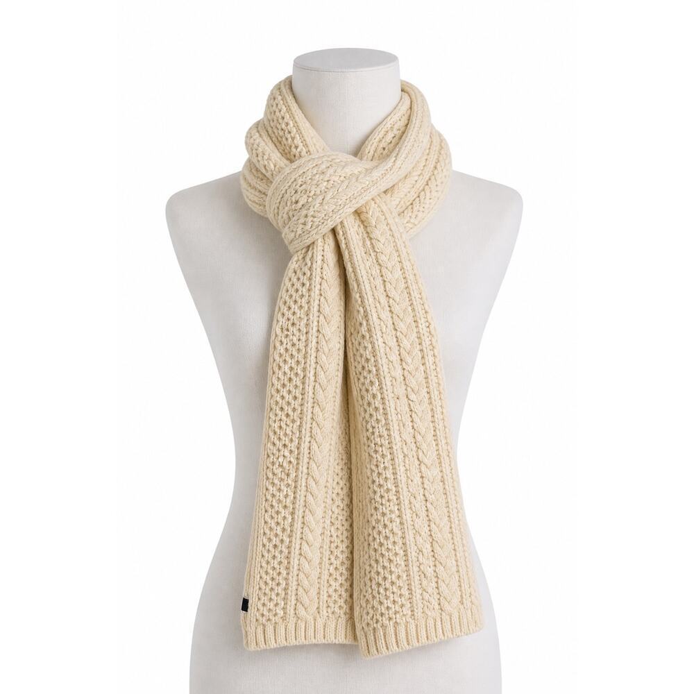 Gap Cream Cable Knit Scarf Chunky Ribbed Winter Wrap One Size Soft Cozy Neutral